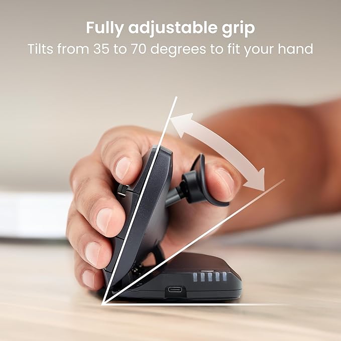 Contour Unimouse Ergonomic Vertical Mouse Adjustable 35°-70° Tilt Angle 6 Programmable Buttons for Productivity Customizable Thumb Rest for Wrist Pain Relief | Plug &amp Play Mac/PC - Wireless - Ri