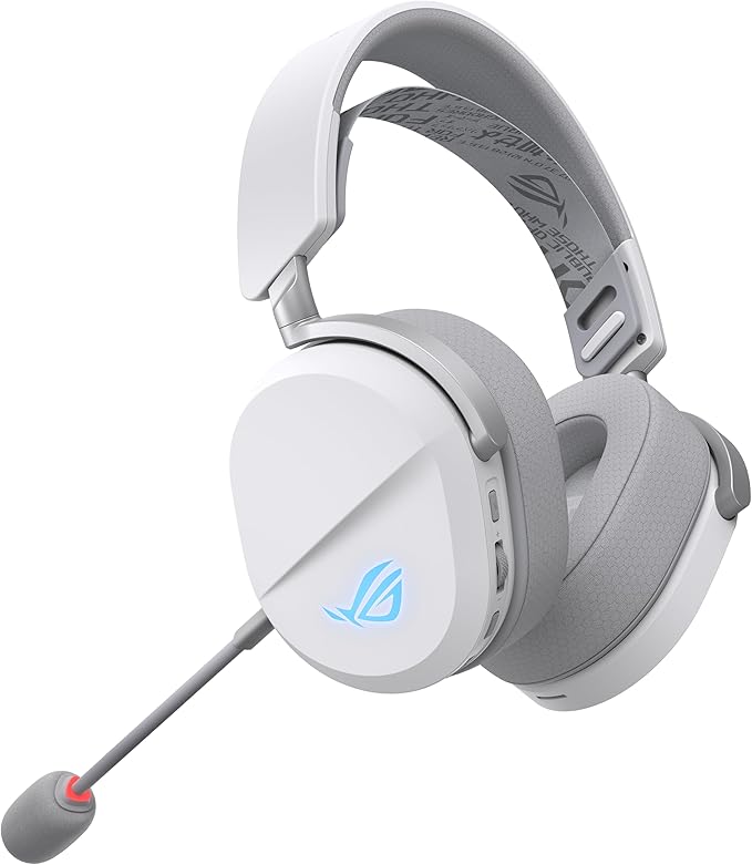 ASUS ROG Pelta Wireless Gaming Headset with Detachable Mic – Tri-Mode (BT 2.4GHz USB-C) 50mm Titanium-Plated Drivers 70Hr Battery Ergonomic Lightweight for PC PS5 PS4 Switch Mobile - White