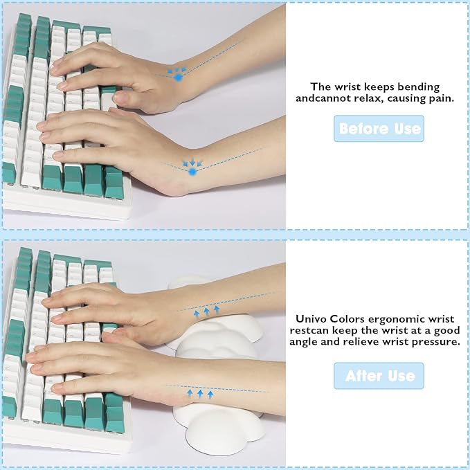 ATTACK SHARK Cloud Mouse Pad Wrist Support and Keyboard Wrist RestErgonomic Design for Typing Pain ReliefMemory Foam Wrist Rest Leather Cup Coaster for DeskOfficeComputer LaptopMac(White)
