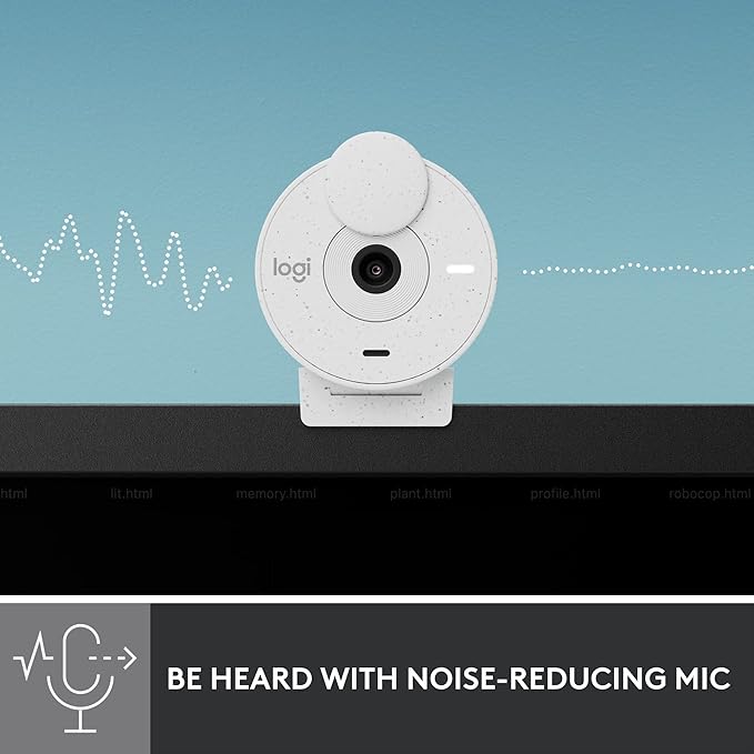 Logitech Brio 300 Full HD Webcam auto Light Correction Noise reducing mic Privacy Shutter USB-C Works with Microsoft Teams Google Meet Zoom for Streaming and Video Calling - White