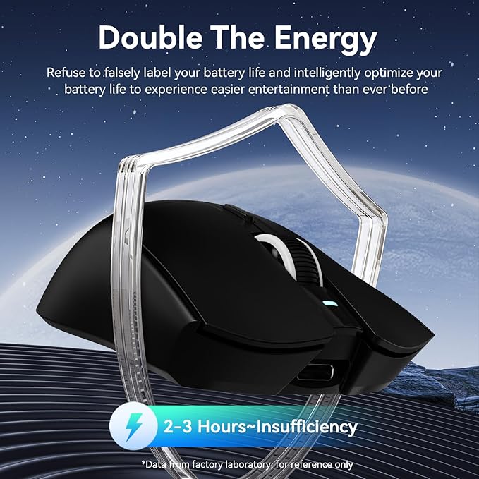ATTACK SHARK X1 Superlight Wireless Gaming Mouse with RGB Magnetic Charging Dock BT/2.4G Wireless/Wired Gaming Mouse PAW3395PRO Gaming Sensor 40000DPI 53g Office Mice for PC/Mac/Win/Xbox (Black)