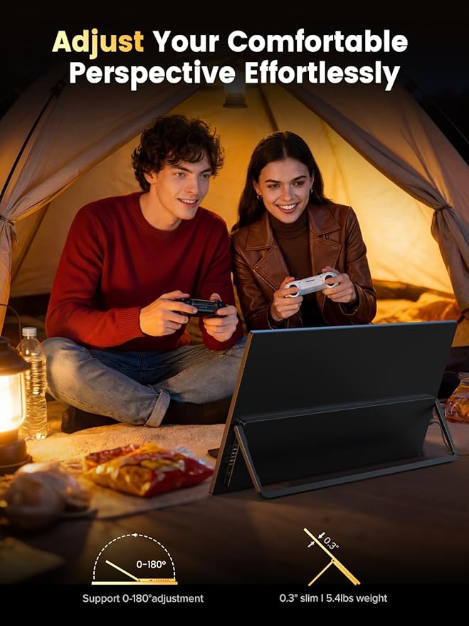 UPERFECT 24.5''Portable Gaming Monitor 500Hz 0.1ms Ultra-Fast IPS Monitor FreeSync HDR 600Nits Built-in Stand Speaker and VESA Mountable DP1.4 USB C HDMI Second Screen for Laptop Game Console