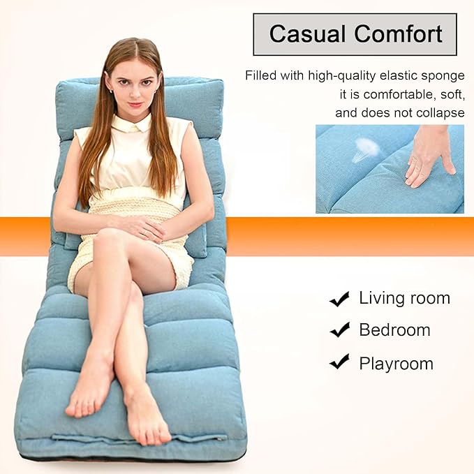 Floor Chairs with Pillow for AdultsFloor Gaming Chair with 3 Position Adjustable Head、Back and Knee SupportNo Assembly Folding Lazy Sofa Chair for GamingSleepingReading (Red)