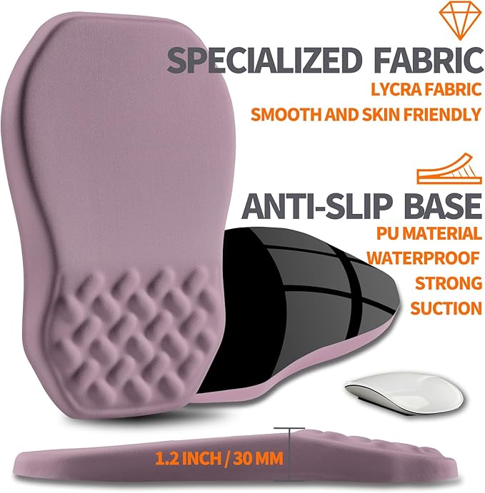 Ergonomic Slope Mouse Pad Wrist Support Wrist Rest Mousepad for Carpal Tunnel Pain Relief with Massage Bulge and Slow Rebound Memory Foam (12x8 inch Purple)