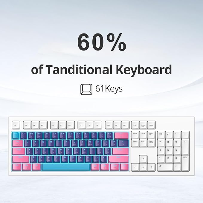 Fogruaden Wired 60% Percent Mechanical Keyboard RGB Gaming Keyboard 60 Percent Ultra-Compact 60 Percent Purple Keyboard for Win/Mac PC Gamer Easy to Carry on Trip (Purple Red Switch)