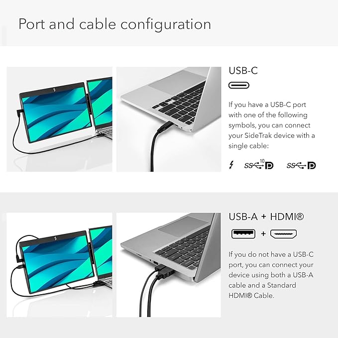 SideTrak Swivel 14 Attachable Portable Monitor Extender FHD TFT Laptop Dual Screen with Kickstand + Unique Swivel Hinge Compatible with Mac PC Chrome USB or Mini HDMI Port Power (w/Protector)