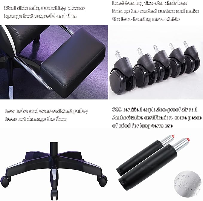 Gaming Chair with Lumbar Massage Computer Chair with Footrest Ergonomic Gaming Chair Office Seat with Wide Angle Reclining Suitable for Office Gaming Live Streaming withfootrest BlackBlue