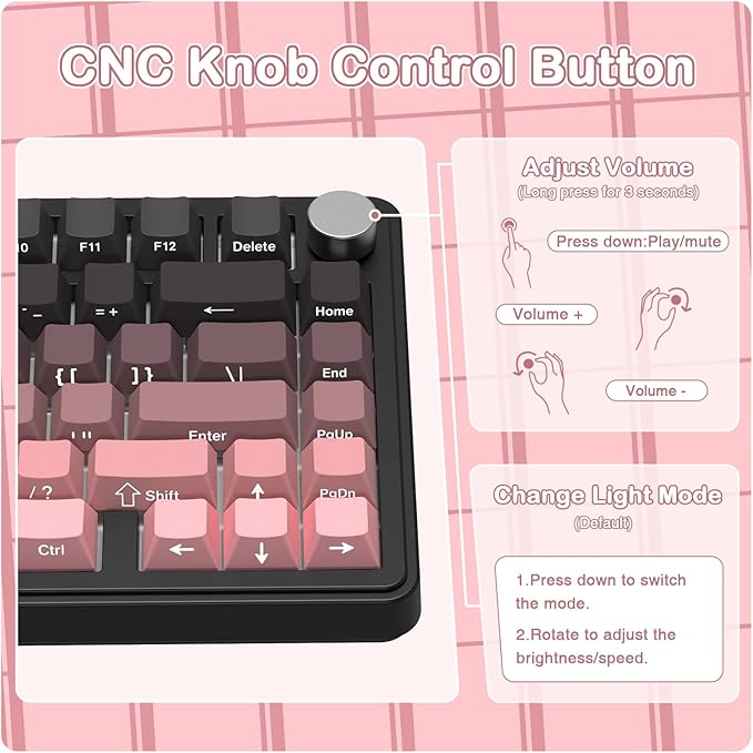 ATTACK SHARK X85 Wireless Mechanical Gaming Keyboard with KnobHot SwapBT/2.4GHz/USB-CSide Print PBT KeycapsGasketRGBCoiled CableLinear White Jade Switch for Win/PC/MAC