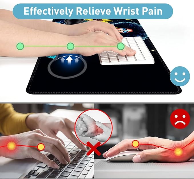 Large Mouse Pad and Keyboard Wrist Rest Desk Pad for Keyboard and Mouse 4-in-1 Large Gaming Mouse Pad with Wrist Support Desk Mat for Home Office Study GameGirl Sunflowers Hummingbirds