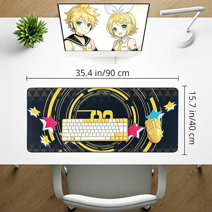 Mouse Pad Inspired Design Kagamine Rin &amp Len Vocaloid Anime Desk Mat 35.4 x 15.7