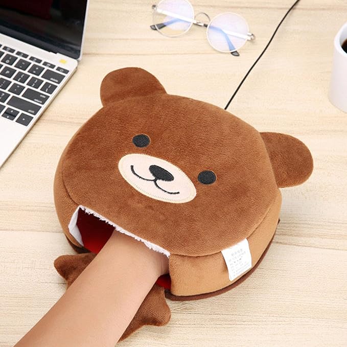 USB Heated Mouse Pad Hand Warmer - USB Heated Plush Mousepad with Wrist-Guard Rest Support CushionHand Warming Mouse Pad for Women Men Office Home Computer Laptop Accessories (Khaki)