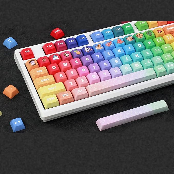 PBT keycaps Keycaps 133PCS Rainbow Keycaps XDA Profile Full Set Keycap DyeSubbed Thick PBT Caps for Gaming Mechanical Keyboard