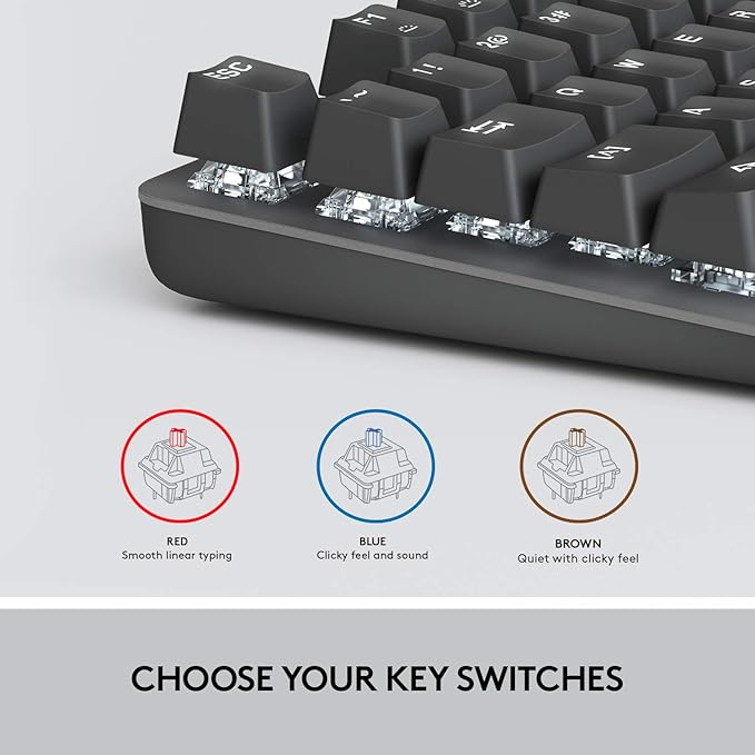 Logitech K845 Mechanical Illuminated KeyboardMechanical Switches Strong Adjustable Tilt Legs Full Size Aluminum Top Case 104 Keys USB Corded Windows (TTC Blue Switches)