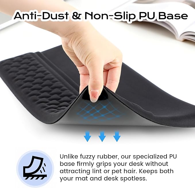 Keyboard Wrist Rest with Ergonomic Height - Computer Keyboard Stand &amp Soft Cushioned Pad for Wrist Pain Relief - Non-Slip Typing Support for Office Gaming &amp Home (Black)