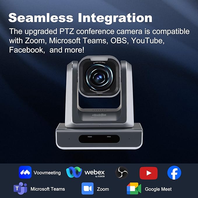 zowietek 4K ZowiePTZ 18X Webcam &amp UVC to NDI Adapter Combo PoE Micro SD Card Supported Video Converts Compatible Series and Other UVC Webcams for Streaming Accessories Content Creator Kit