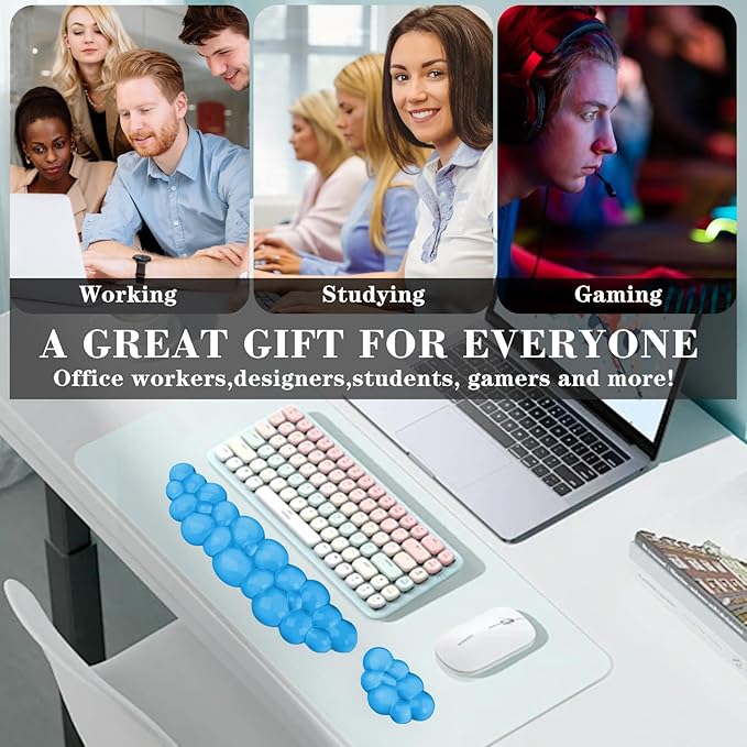 Gel Cloud Keyboard and Mouse Wrist Rest Cute Wrist Support and Arm Support Keyboard Rest for Keyboard and Mouse Typing Pain ReliefSuitable for Office/Computer/Laptop/Gaming (Blue)