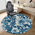 Blue PU Leather Round mat Office Chair Mat Leaf Mango Turquoise Hardwood Floor mat Chair mat Round Chair Cushion for Desk Chair Office ChairCushion Party Theme Diameter 39.4 in