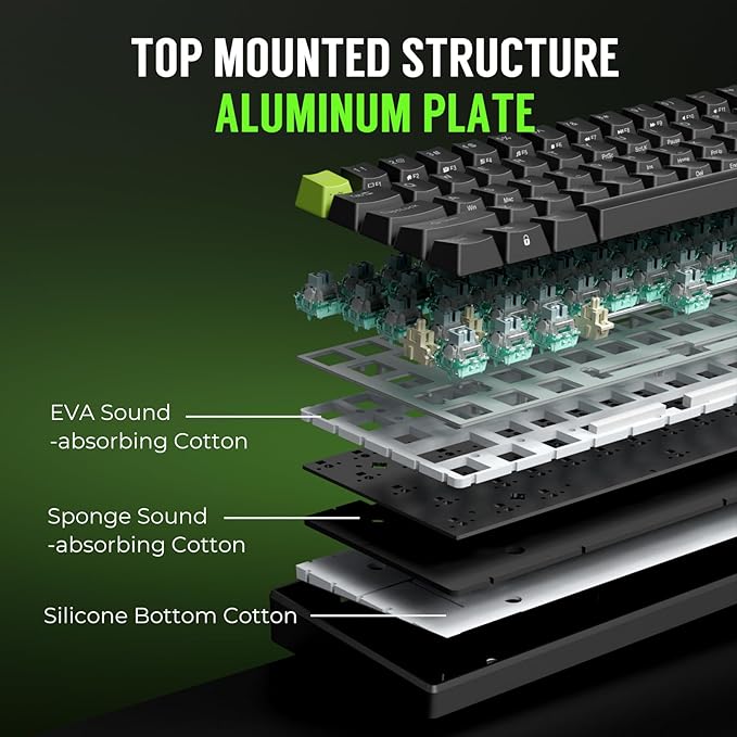 RK ROYAL KLUDGE C61 HE Gaming Keyboard 60% Wired Mechanical Keyboard with Hall Effect Magnetic Switch 8000Hz Polling Rate Rapid Trigger RGB Backlit 61 Keys Black Green