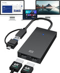 Minthouz 4K HDMI Splitter for Dual Monitors DisplayLink Certified Dual Monitor Splitter USB 3.1 to HDMI Adapter for Windows 10/11 &amp MacBook M1/M2/M3/M4 Support for Dell/HP/Lenovo/Surface Laptop