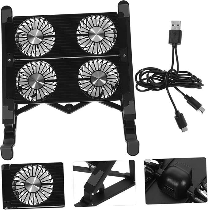 ARTIBETTER 1set Laptop Cooling Pad Adjustable Height Portable Laptop Stand for Cooling USB Powered Fan for Gaming and Office Use Compact and Design