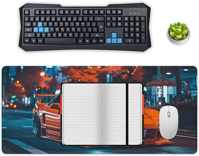 Large Mouse Pad JDM Cars NSX Night Driving Desk Mat Computer Accessories Gaming Office Organizers Supplies Decor Essentials Keyboard Pads for Desk Rubber 40x90cm