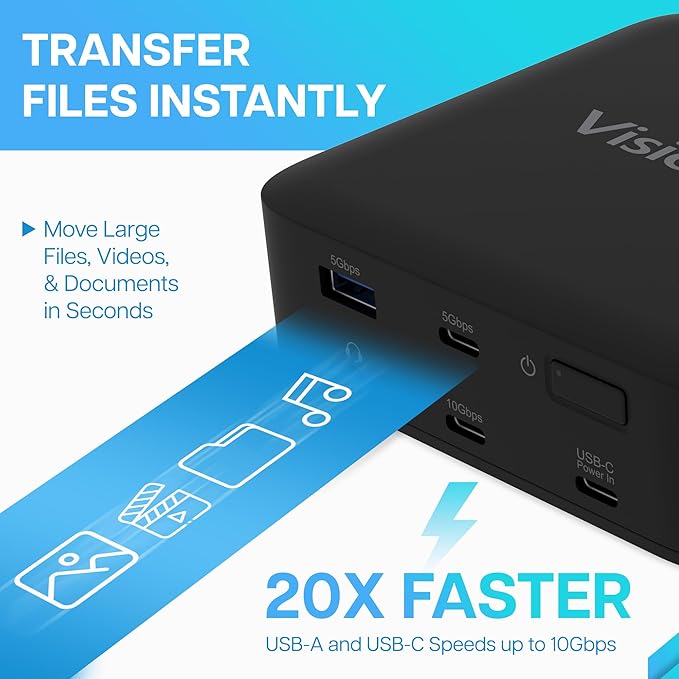 VisionTek VT1200DL USB-C Docking Station Dual 4K – 2X HDMI 2X DisplayPort 100W Power Passthrough Universal Laptop Dock for Windows MacBook Chromebook