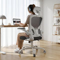 Synorla Office Chair Ergonomic Desk Chair 330LBS Capacity High Back Computer Design for Long Hours Comfort Rolling Swivel for Home Office Flip-up Armrests（Grey Black）