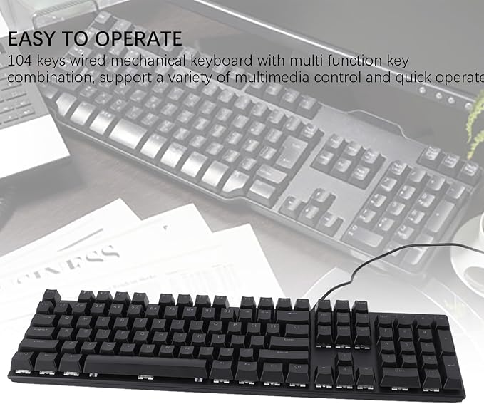 ZJchao Wired Mechanical Keyboard Blue Switch 104 Keys with Backlight Gaming Office