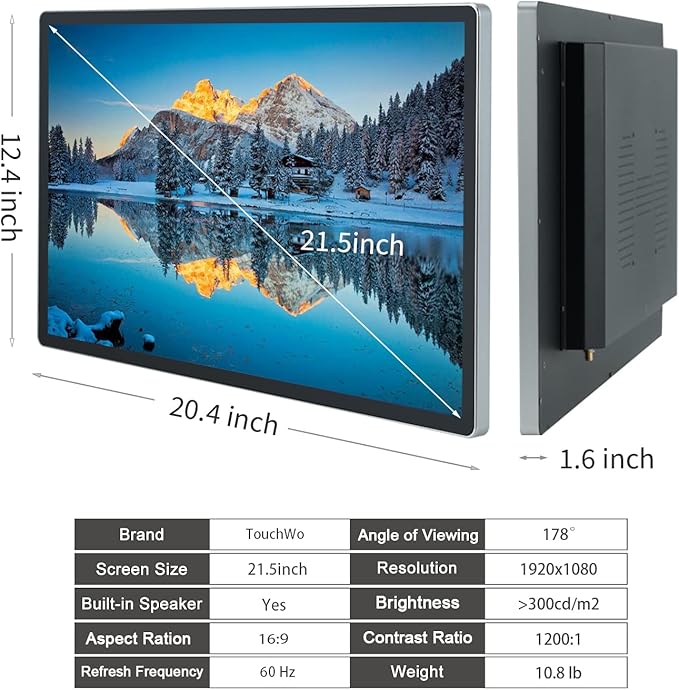 21.5 inch Touch Screen Industrial PC i3 4GB RAM 128G SSD 16:9 FHD 1080P Windows 10 Smart Board for Classroom Meeting &amp Game USB VGA &amp HD-MI Monitor