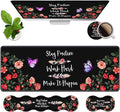 Ergonomic Memory Foam Mouse Pad Wrist Rest SetStay Positive Work Hard and Make It Happen Inspirational Quote Large Desk Pad + Keyboard Wrist Rest + Mouse Wrist Cushion + Coaster for Home Office Study