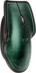 LUNAR ARTEFACTS Ambidextrous Rechargeable Bluetooth Wireless Computer Mouse Green Translucent with Black Powder Coated Aluminum USB-C