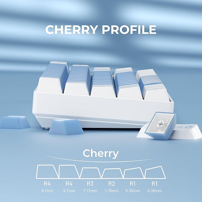 XVX Double Shot PBT Keycaps Set 216 Keys Cherry Profile Custom Keyboard Keycaps Jade Translucent Key caps Compatible with 61/64/68/84/87/100/104/108 ANSI and ISO Layout Mechanical Keyboard