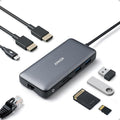 Anker Laptop Docking Station Dual Monitor 8-in-1 USB C Hub 4K Dual Monitor with 2 HDMI 1 Gbps Ethernet Hub 85W Power Delivery SD Card Reader for XPS and More (Charger not Included)
