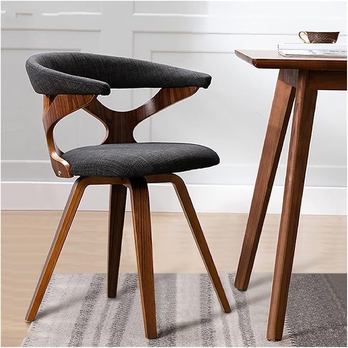 Adjustable Office Computer Chair with Armrest Solid Wood Dining Chair Computer Study Cffice Chair Restaurant Dining Chair(Walnut Black)
