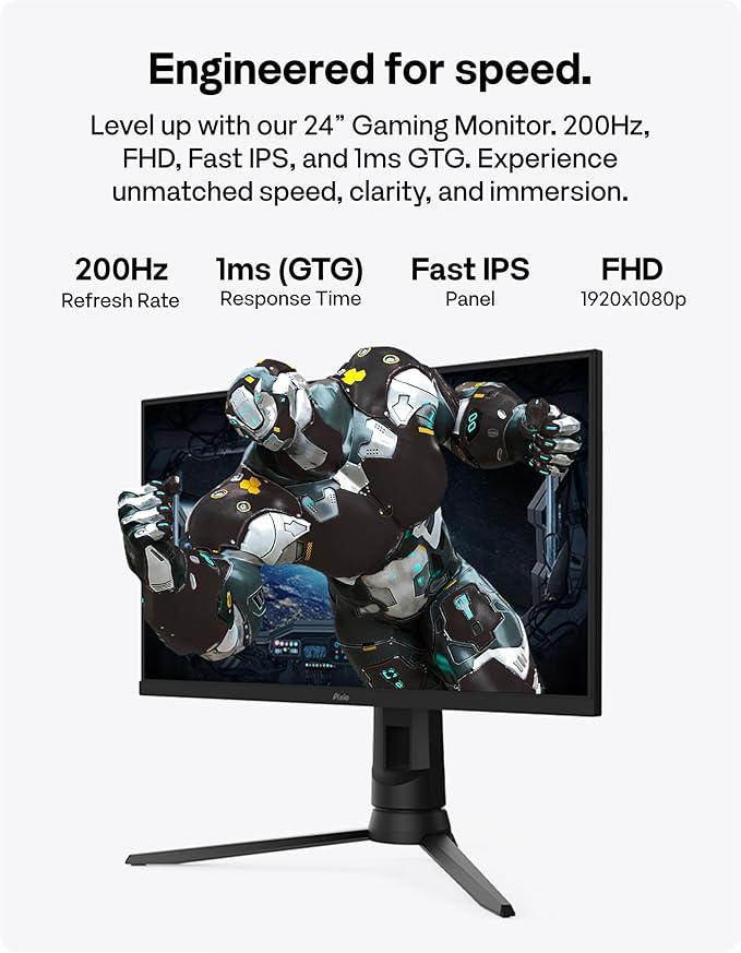Pixio PX248 PRO V2 24 inch 200Hz Refresh Rate FHD 1080p Resolution Fast IPS Panel 1ms GTG Response Time Gaming Monitor