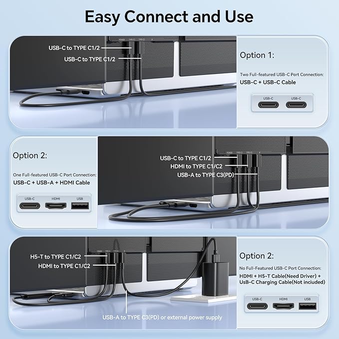 14.2’’ Triple Laptop Screen Extender 0.17 Ultra-Slim FHD 1080P Portable Monitor for Laptop Tri-Screen Travel Monitor Extender Plug-Play for Windows/Mac/Chrome Fit 13”-17.3” Laptops