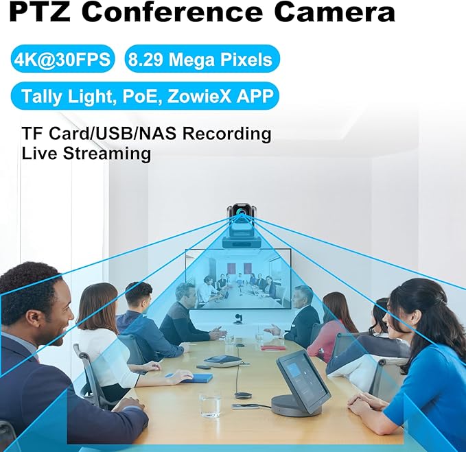 zowietek 4K ZowiePTZ 18X Webcam &amp UVC to NDI Adapter Combo PoE Micro SD Card Supported Video Converts Compatible Series and Other UVC Webcams for Streaming Accessories Content Creator Kit