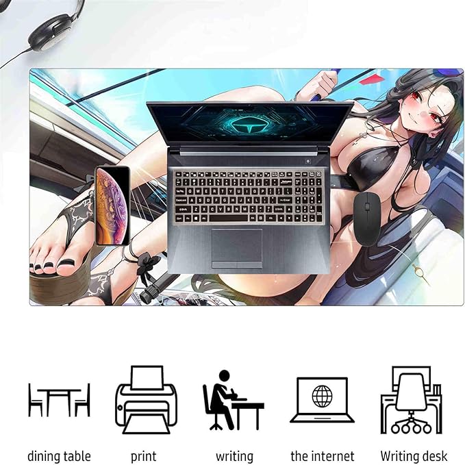 Sexy Anime Mouse Pad Large Computer Gaming Gamer Pad Keyboard Non-Slip Pc Desk Mat XXL Sexy Butt Breasts Chest (B31.49x15.74 inche)