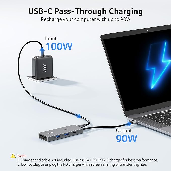 Acer USB C Docking Station Dual Monitor with 2 HDMI 9-in-1 Laptop Docking Station with 4K@60Hz HDMI USB A&ampC 3.0 SD/Micro SD 100W PD USB C Dock Compatible with Acer/Dell XPS/HP/Mac/Surface (15