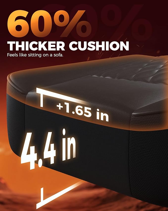 GTPLAYER Big and Tall Gaming Chair with Footrest Ergonomic Office Desk Chair with 4.4in Thick Cushion and Wide Wingless Seat Comfortable Leather Computer Chair Predator Series Black