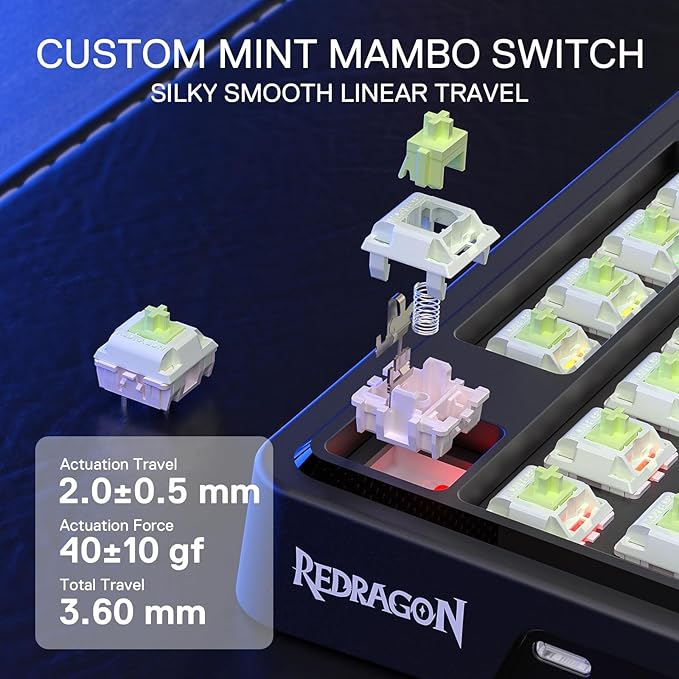Redragon K673 GB 75% Wireless Gasket RGB Gaming Keyboard 3-Modes 81 Keys PBT Compact Mechanical Keyboard w/Hot-Swap Socket Dedicated Knob Control &amp 5-Layer Noise Dampening Custom Linear Switch
