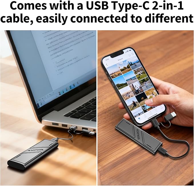 EP1000 External Hard Drive 2TBPortable SsdExternal Solid State Drives Up to 1000MB/s Read Storage Expansion Compatible w/USB-C Smartphones PC Mac Tablets Sleek &amp Sturdy Design