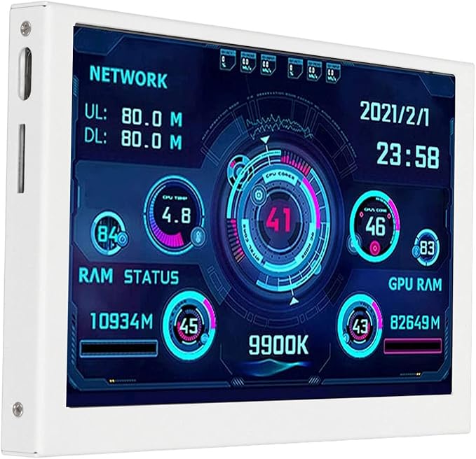 5 Inch Computer Temperature Monitor - PC Sensor Display for CPU RAM HDD Data - USB Mini Secondary Screen Compatible with Windows