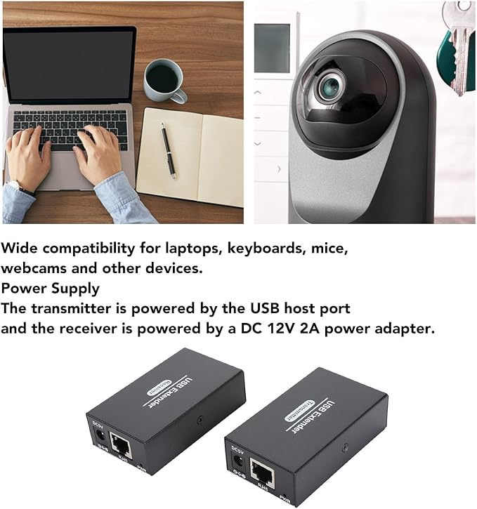 USB Extender Ethernet RJ45 LAN Extension Transmit 120m/394ft Over Single Ethernet Cat5e 6 7 Up to 480Mbps with 4 USB 2.0 Hub for for OS X for Android for Linux (US Plug)