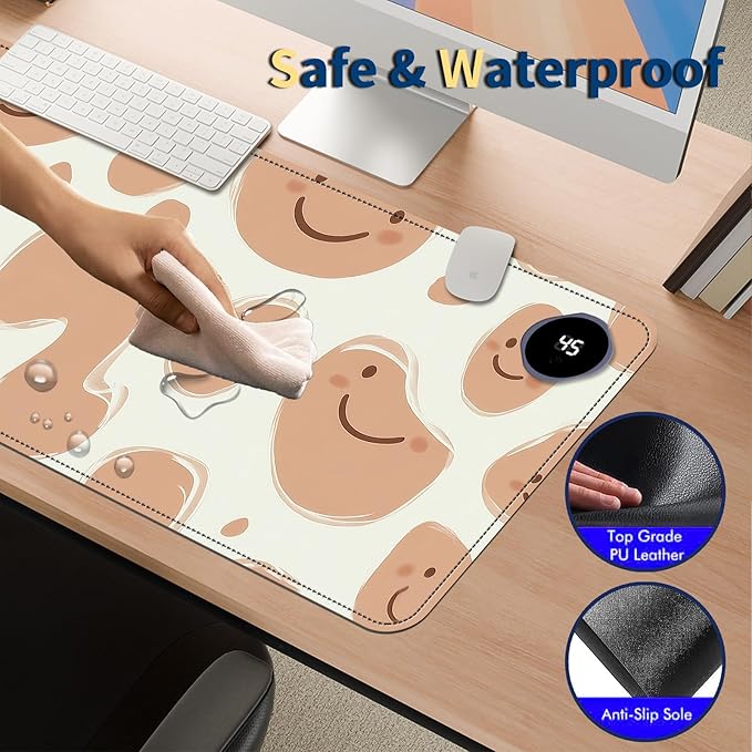 Heated Mouse Pad with 3 Temperature Settings(104°F–122°F)Large 31.5x13 Inch PU Leather Heated Desk MatWaterproof Warming Pad for OfficeGaming &amp Cold Hands ReliefAbstract Geometrical