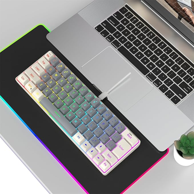 Mechanical Gaming Keyboard with LED Backlits Keyboard 63 Keys Corded Computer Keyboard for Laptop PC Gamers Office Work