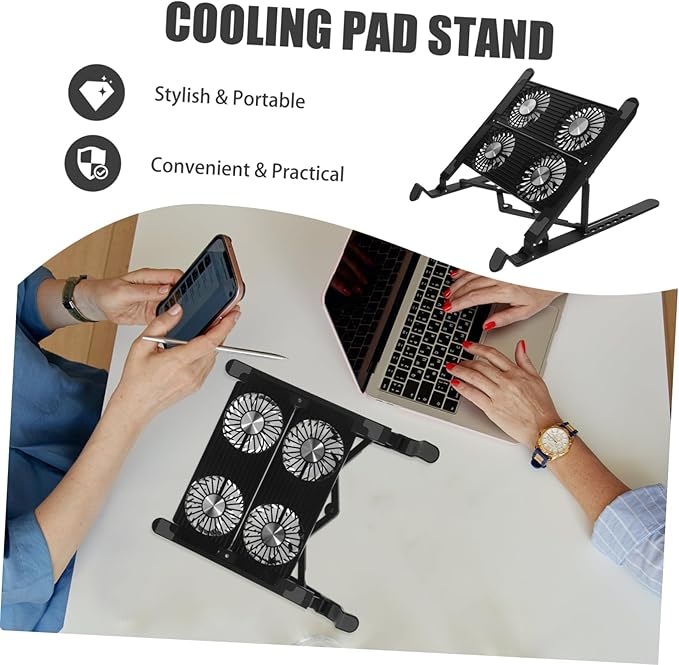 ARTIBETTER 1set Laptop Cooling Pad Adjustable Height Portable Laptop Stand for Cooling USB Powered Fan for Gaming and Office Use Compact and Design