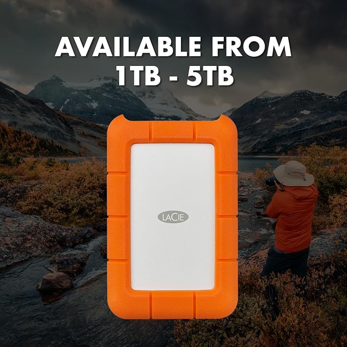 LaCie (LAC9000633) Rugged Mini 4TB External Hard Drive Portable HDD – USB 3.0 USB 2.0 Compatible Drop Shock Dust Rain Resistant Shuttle Drive For Mac And PC Computer Desktop and Laptop Orange