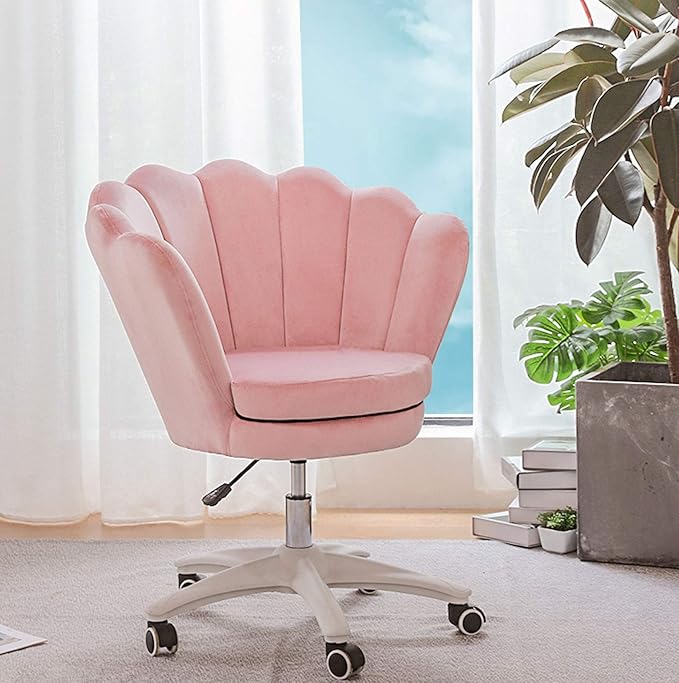 Gaming Chair Velvet Leisure Sofa Office Chair Adjustable Height Padded Seat with Casters for Teens Adults Bedroom Study Room (Color : Pink) LuoY-02527
