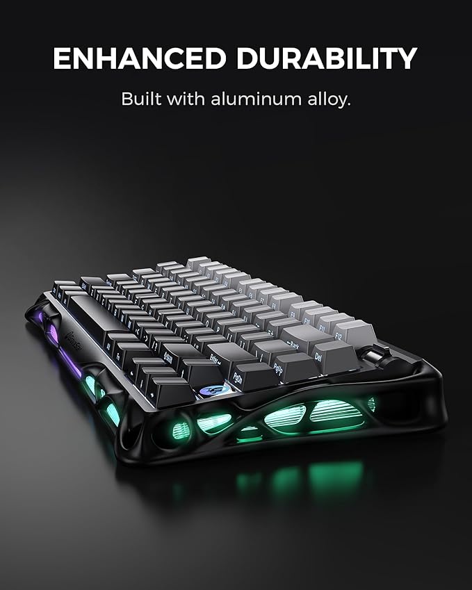 GravaStar Mercury K1 75% Wireless Mechanical Gaming Keyboard Aluminum Alloy Gasket Compact Custom Keyboard Hot-Swap Socket Linear Switches RGB Backlit - Gradient Black